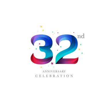 32 yıldönümü Logo tasarımı, sayı 32 simge vektör şablonu