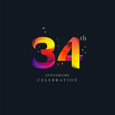 34 yıldönümü Logo tasarımı, sayı 34 simge vektör şablonu