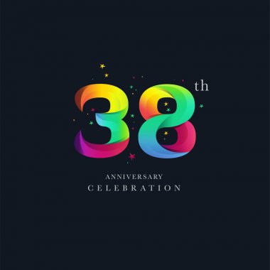 38 Yıldönümü Logo tasarımı, 38 numara simge vektör şablonu