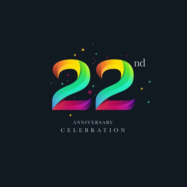 Conception Logo 22E Anniversaire Modèle Vectoriel Icône Numéro — Image vectorielle