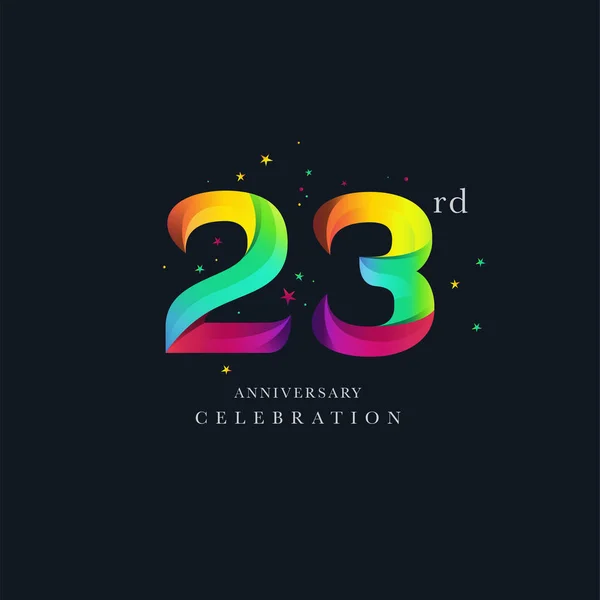 Conception Logo 23E Anniversaire Modèle Vectoriel Icône Numéro — Image vectorielle