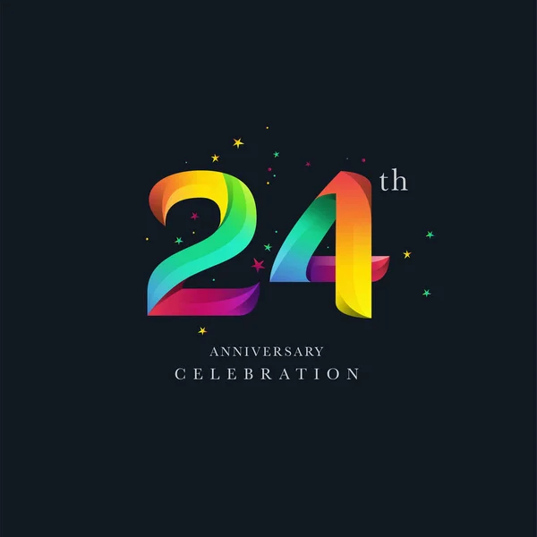 Conception Logo 24E Anniversaire Modèle Vectoriel Icône Numéro — Image vectorielle