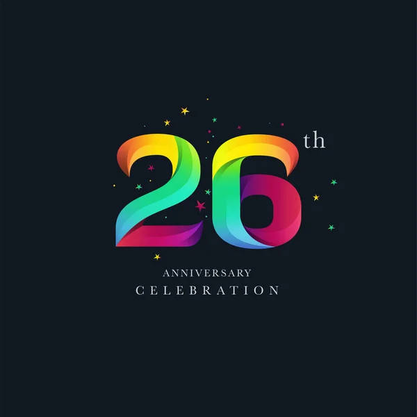 26Th Anniversary Logo Design Número Icon Vector Template — Archivo Imágenes Vectoriales