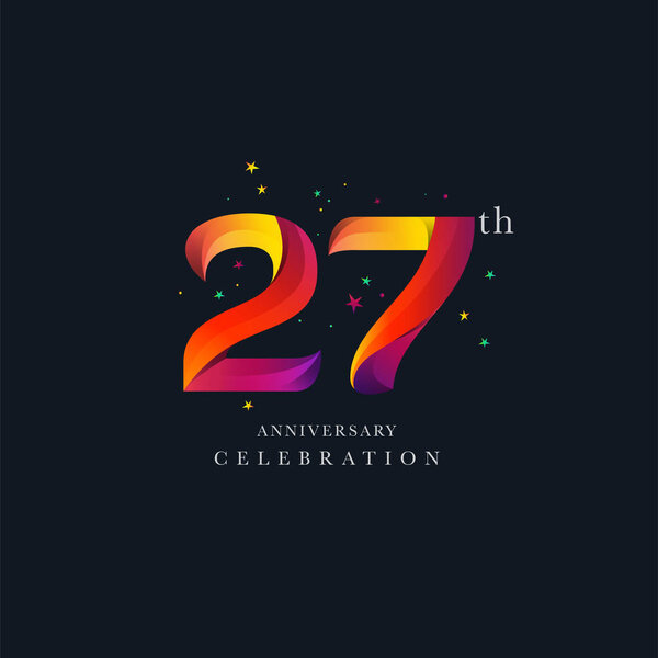 Дизайн логотипа 27-летия, векторный шаблон с номером 27
