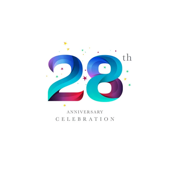 28Th Anniversary Logo Design Number Icon Vector Template — Stock Vector