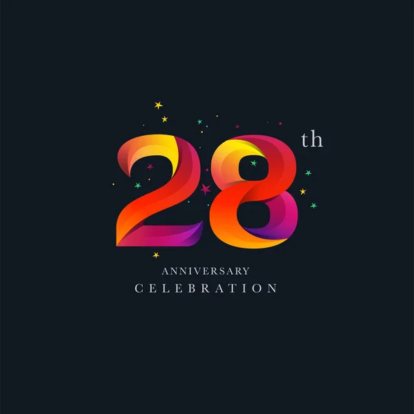 Diseño Logo Del 28º Aniversario Número Plantilla Vector Icono — Archivo Imágenes Vectoriales