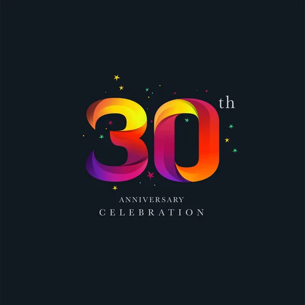 Conception Logo 30E Anniversaire Modèle Vectoriel Icône Numéro — Image vectorielle