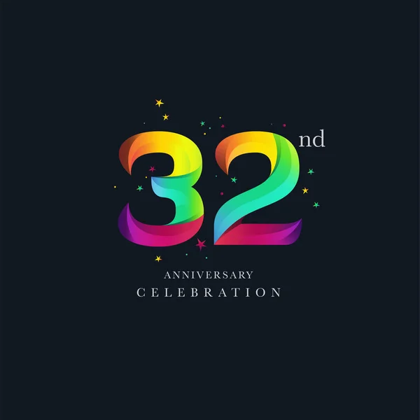 32Th Anniversary Logo Design Number Icon Vector Template — Stock Vector