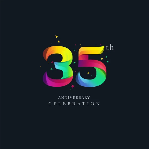 35Th Anniversary Logo Design Number Icon Vector Template — Stock Vector