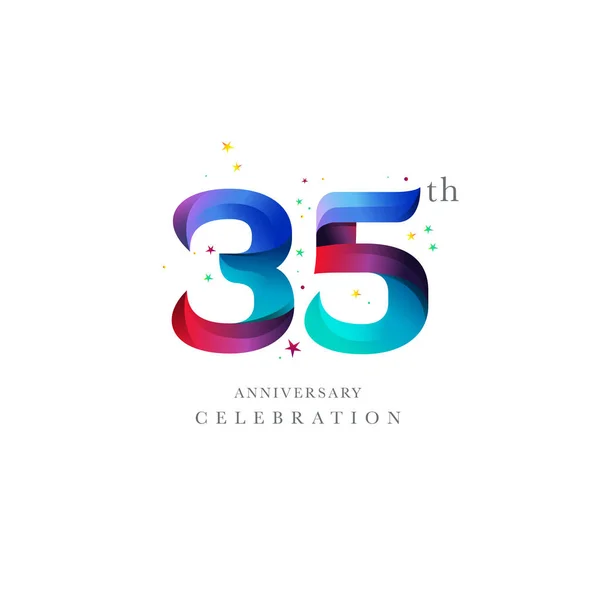 Conception Logo 35E Anniversaire Modèle Vectoriel Icône Numéro — Image vectorielle