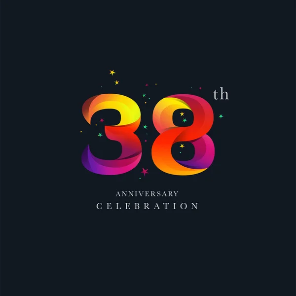 Diseño Logo Del 38º Aniversario Número Plantilla Vector Icono — Archivo Imágenes Vectoriales