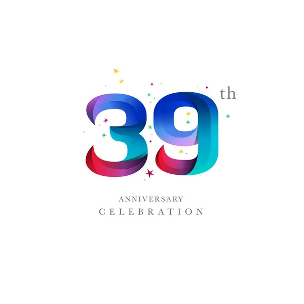 39E Verjaardag Logo Design Vector Pictogrammalplaatje Nummer — Stockvector