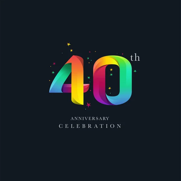 40Th Anniversary Logo Design Number Icon Vector Template — Stock Vector