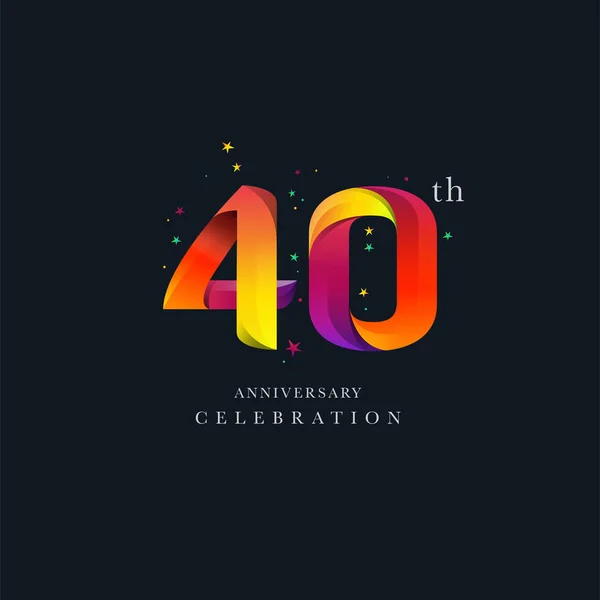 Diseño Logo Del 40º Aniversario Número Plantilla Vector Icono — Archivo Imágenes Vectoriales