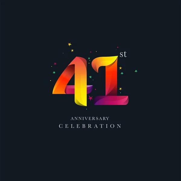 41Th Anniversary Logo Design Number Icon Vector Template — Stock Vector