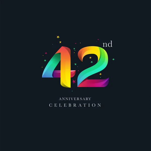42Th Verjaardag Logo Design Vector Pictogrammalplaatje Nummer — Stockvector