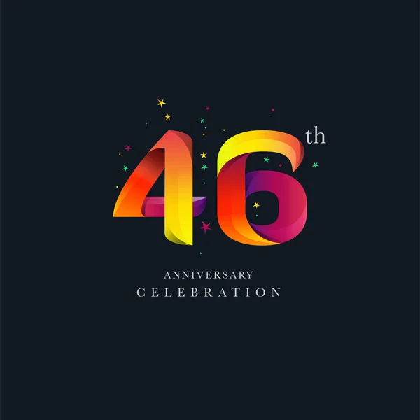 46Th Anniversary Logo Design Number Icon Vector Template — Stock Vector