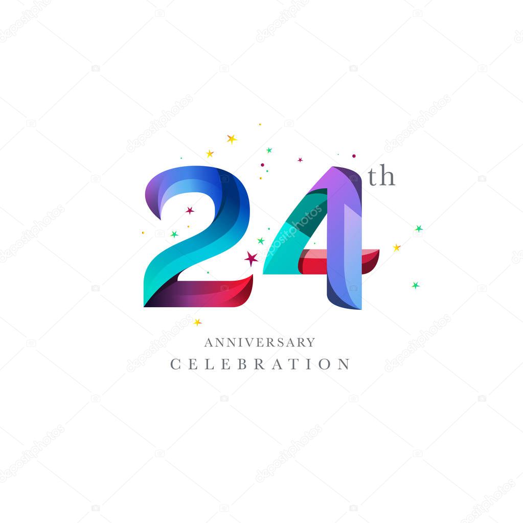 24th Anniversary Logo Design, Number 24 Icon Vector Template