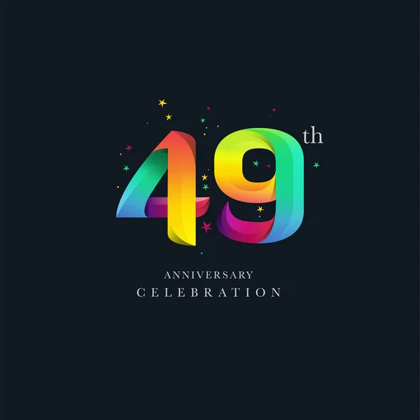 49Th Anniversary Logo Design Modelo Vetor Ícone Número —  Vetores de Stock