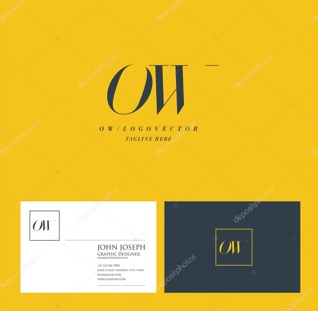Joint Ow Letters Logo, Business Card Template, Vector