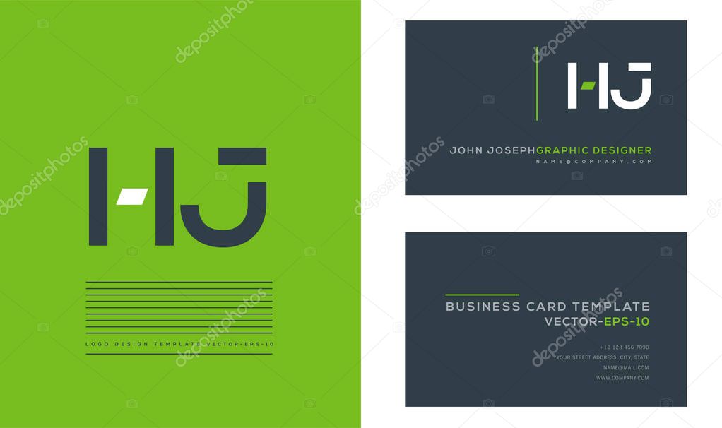 Joint Hj Letters Logo, Business Card Template, Vector