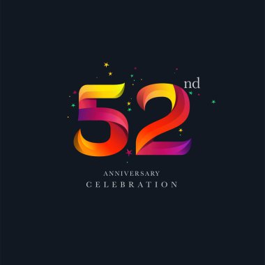52th yıldönümü Logo tasarımı, sayı 52 simge vektör şablonu