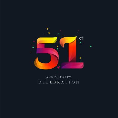 51th yıldönümü Logo tasarımı, 51 numara simge vektör şablonu