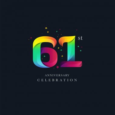 61th yıldönümü Logo tasarımı, sayı 61 simge vektör şablonu