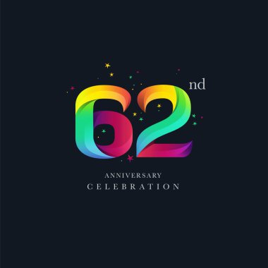 62th yıldönümü Logo tasarımı, sayı 62 simge vektör şablonu