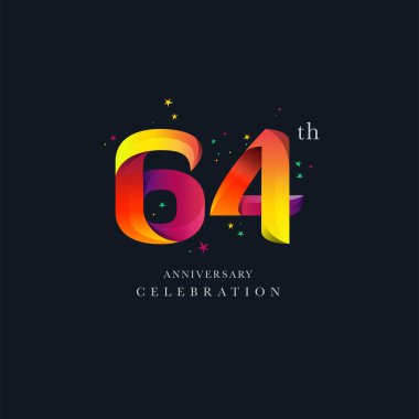 64 yıldönümü Logo tasarımı, sayı 64 simge vektör şablonu