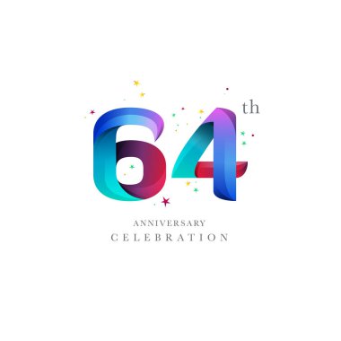 64 yıldönümü Logo tasarımı, sayı 64 simge vektör şablonu