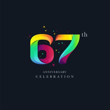 67 yıldönümü Logo tasarımı, sayı 67 simge vektör şablonu