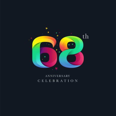 68 yıldönümü Logo tasarımı, 68 numara simge vektör şablonu