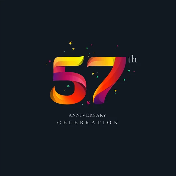 57E Verjaardag Logo Design Vector Pictogrammalplaatje Nummer — Stockvector