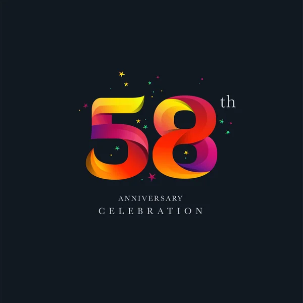 58Ste Verjaardag Logo Design Vector Pictogrammalplaatje Nummer — Stockvector