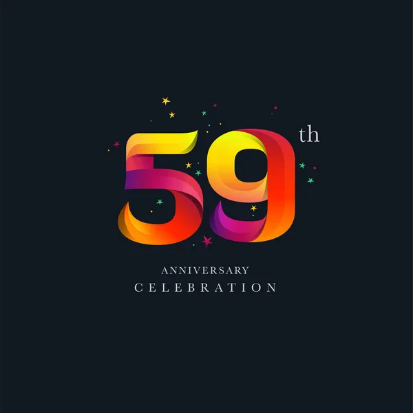 59Th Anniversary Logo Design Number Icon Vector Template — Stock Vector