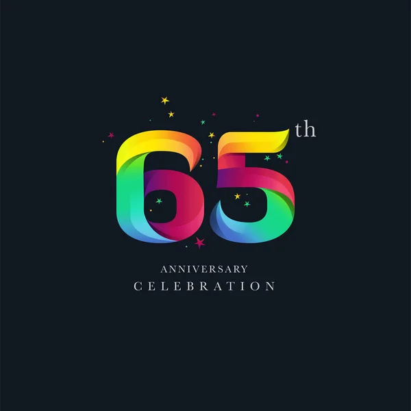 65E Verjaardag Logo Design Vector Pictogrammalplaatje Nummer — Stockvector