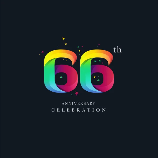 66Th Anniversary Logo Design Number Icon Vector Template — Stock Vector