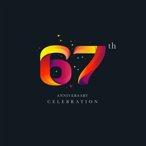 67Ste Verjaardag Logo Design Vector Pictogrammalplaatje Nummer — Stockvector