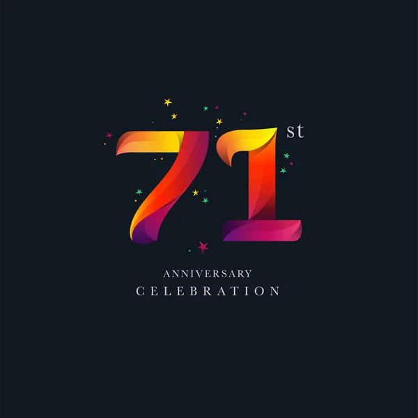 아이콘 71Th 기념일 디자인 — 스톡 벡터