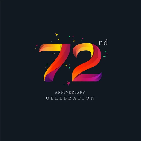 72Th Årsdagen Logotypdesign Nummer Icon Vector Mall — Stock vektor