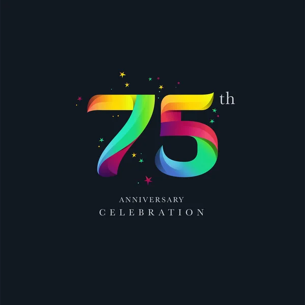 75Ste Verjaardag Logo Ontwerp Nummer Pictogrammalplaatje Vector — Stockvector