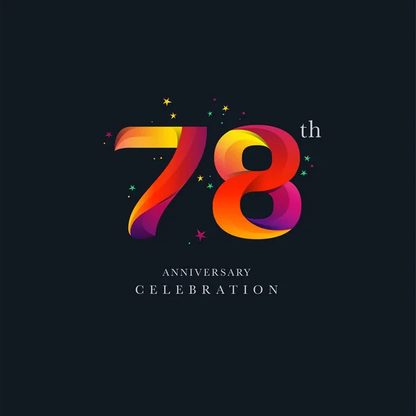 Diseño Logo 78º Aniversario Número Plantilla Vector Icono — Archivo Imágenes Vectoriales