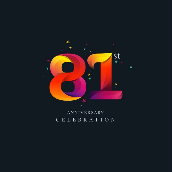 81Th Anniversary Logo Design Number Icon Vector Template — Stock Vector