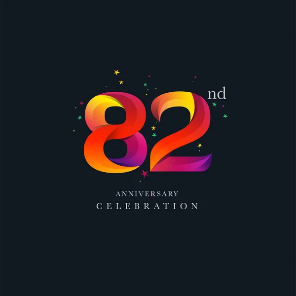 82º Aniversario Diseño Logo Número Plantilla Vector Icono — Vector de stock