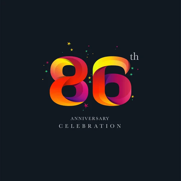 86Ste Verjaardag Logo Design Vector Pictogrammalplaatje Nummer — Stockvector