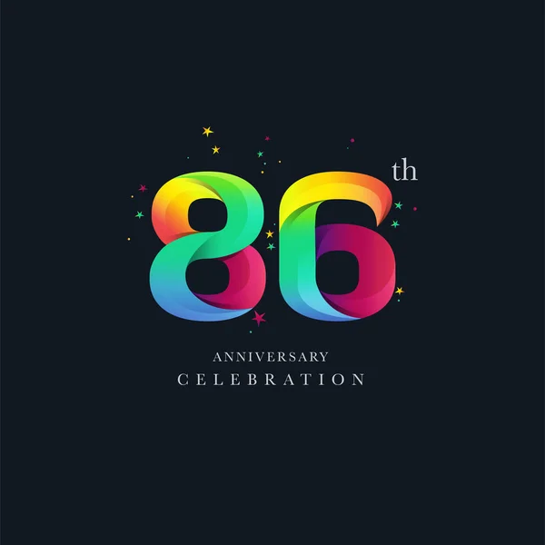 86Th Anniversary Logo Design Modelo Vetor Ícone Número —  Vetores de Stock