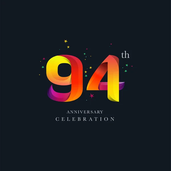 94E Verjaardag Logo Ontwerp Nummer Pictogrammalplaatje Vector — Stockvector