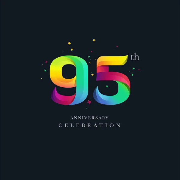 95Th Anniversary Logo Design Number Icon Vector Template — Stock Vector