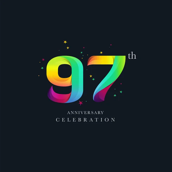 97Ste Verjaardag Logo Ontwerp Nummer Pictogrammalplaatje Vector — Stockvector